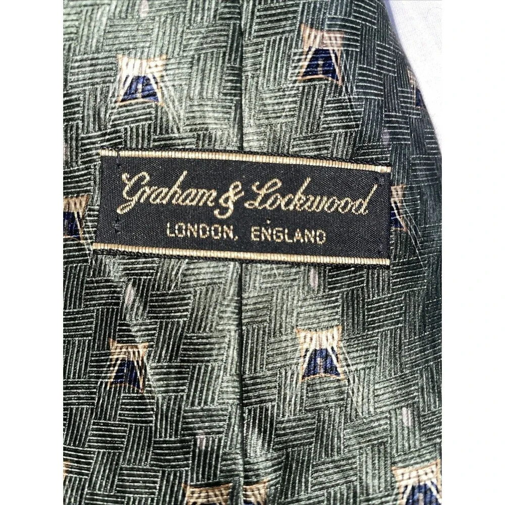 Graham & Lockwood Men’s Dress Tie Size 57” Green 100% Silk Business Formal